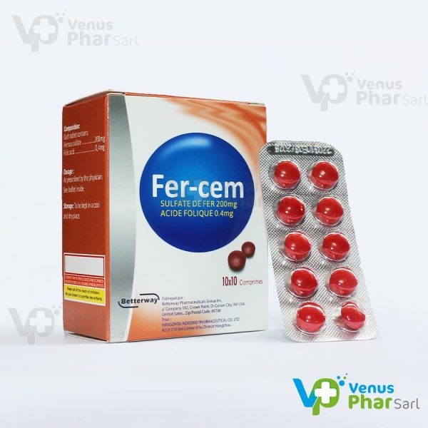 Fer-cem SULFATE DE FER 200mg ACIDE FOLIQUE-0.4mg